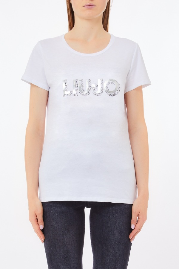 Tシャツ・カットソー LIU JO STRASS PRINTED T-SHIRT LJMA4338J5003-N9283SS24(1).jpg